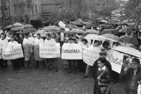 Human rights campaigners protest against violence by the Armenian authorities, Yerevan, April 2004.