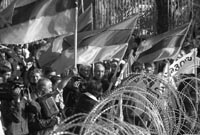 Armenian opposition members hold a rally in Yerevan, April 2004.